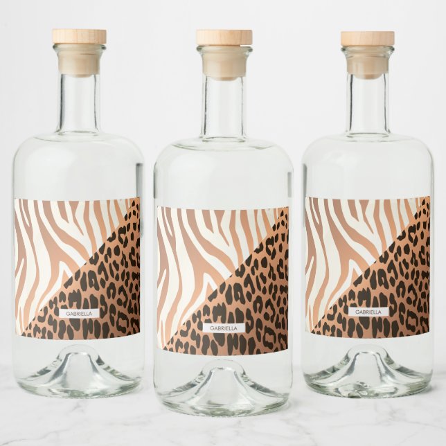 Zebra and Leopard Print Liquor Bottle Label (Bottles)