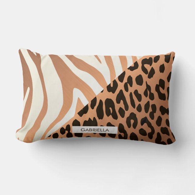 Zebra and Leopard Print Lumbar Pillow (Front)