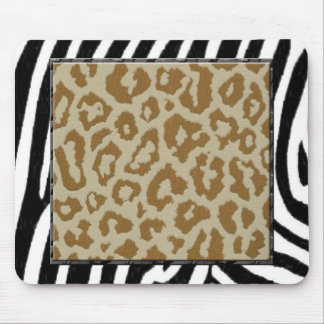 zebra and leopard print mouse pad