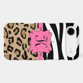 Zebra and Leopard Print Personalized Monogram Case-Mate iPhone Case (Back (Horizontal))