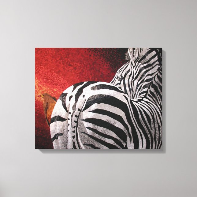 Zebra and Oxpecker Canvas Print (Front)