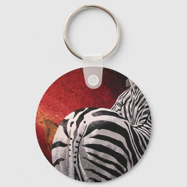 Zebra and Oxpecker Keychain (Front)