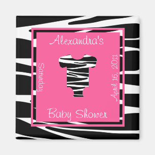 Zebra and Pink Clothes Baby Shower Favor Magnet