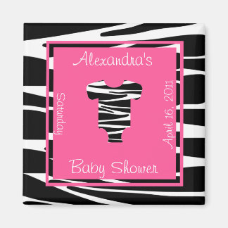 Zebra and Pink Clothes Baby Shower Favor Magnet