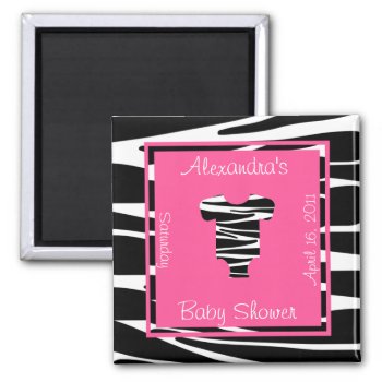 Zebra And Pink Clothes Baby Shower Favor Magnet by csinvitations at Zazzle