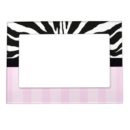 Zebra and Pink Stripes Magnetic Picture Frame