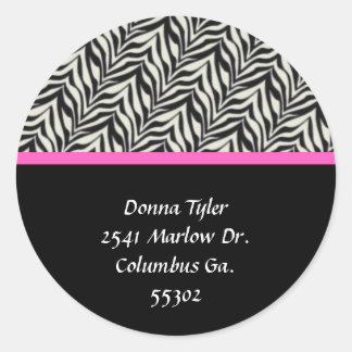 Zebra and Pink Trimmed Address Stickers