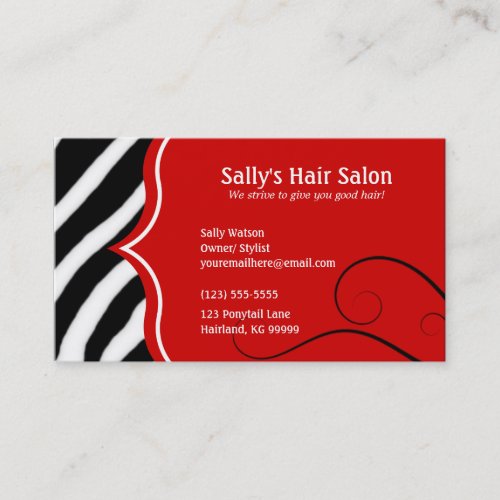 Zebra and Red Profile Business Card