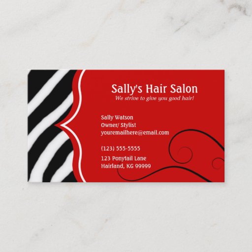Customizable Zebra and Red Profile Business Card