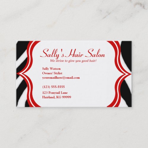 Zebra and Red Profile Business Card 2