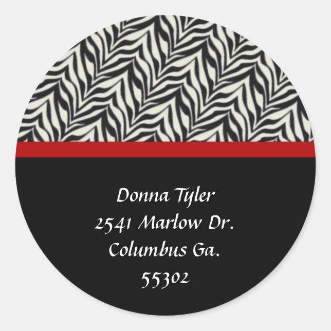 Zebra and Red Trimmed Address Stickers (Front)