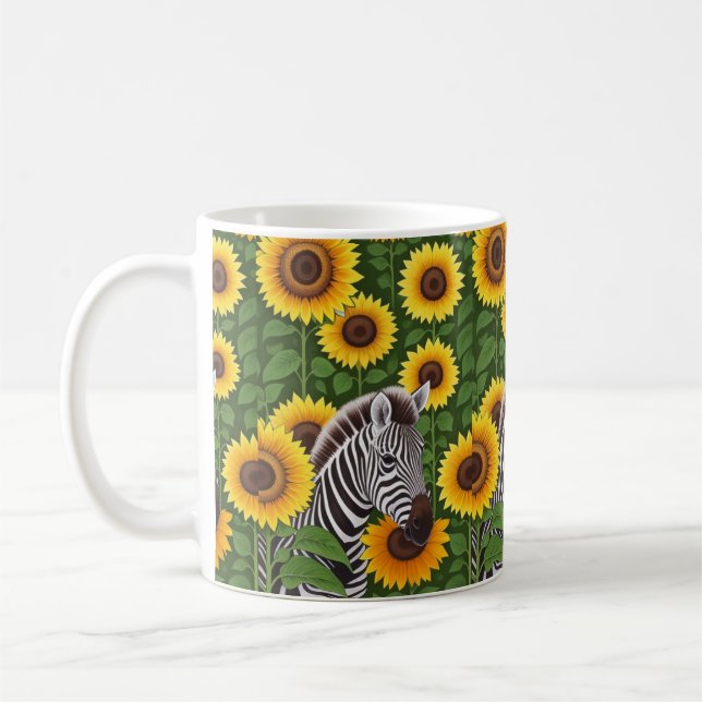 Zebra And Sunflowers  Coffee Mug (Left)
