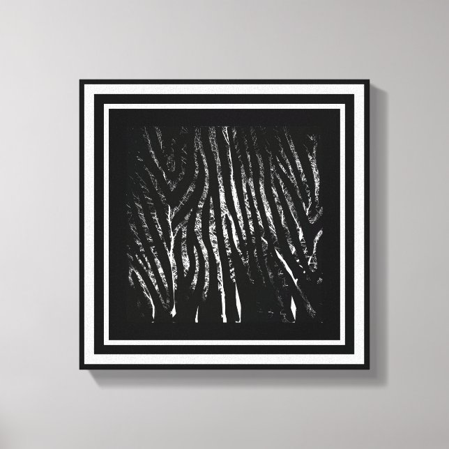 Zebra and Tree's Black Canvas Print (Front)