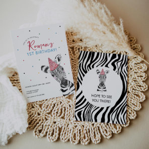 Zebra Animal Birthday Party  Invitation