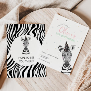Zebra Animal Birthday Party  Invitation