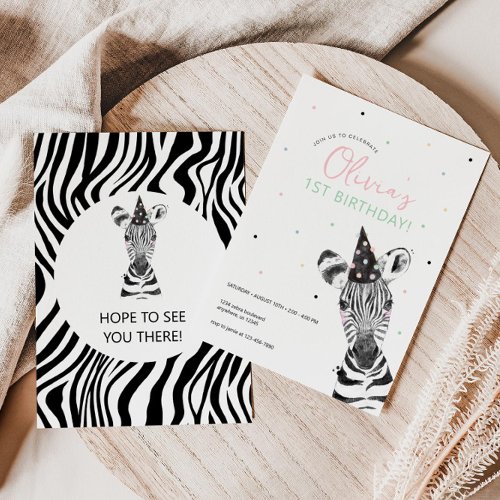 Zebra Animal Birthday Party  Invitation