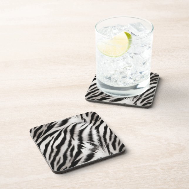 Zebra Animal Fur Beverage Coaster (Right Side)