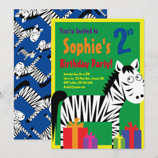 Zebra Animal Kid's Birthday Party Invitations