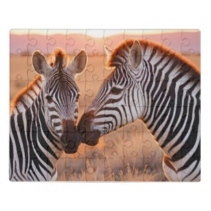 Zebra Animal Nature Wildlife Affection Caring Jigsaw Puzzle