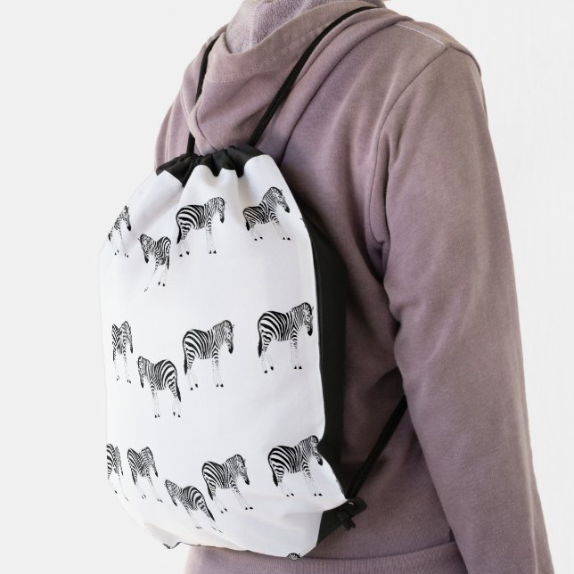 Zebra animal on white drawstring bag (Insitu)