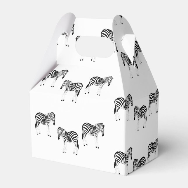 Zebra animal pattern on white favor boxes (Front Side)