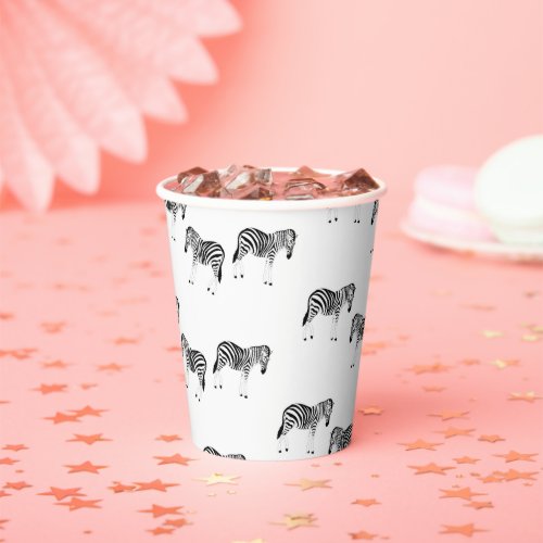 Zebra animal pattern on white paper cups