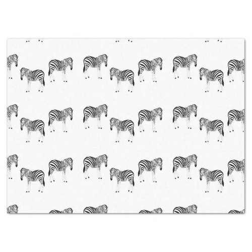 Zebra animal pattern on white tissue paper