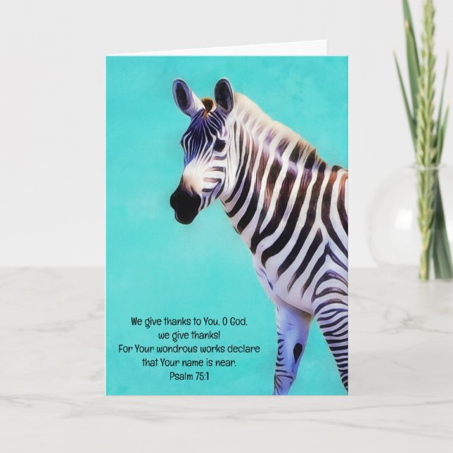 Zebra Animal Praise Bible Verse Art Note Card (Front)