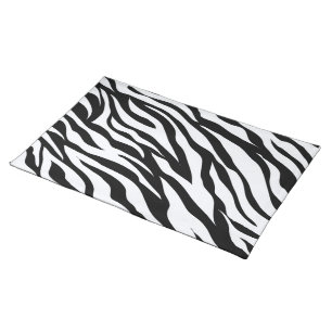 Zebra Animal Print Black and White Safari Cloth Placemat