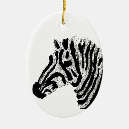 Zebra Animal Print Black and White Striped Ceramic Ornament