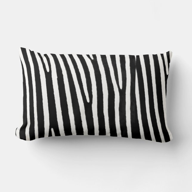 Zebra animal print,black-and-white Stripes. Lumbar Pillow (Front)