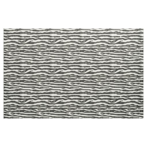 Zebra Animal Print Black Ecru Striped Pattern Fabric