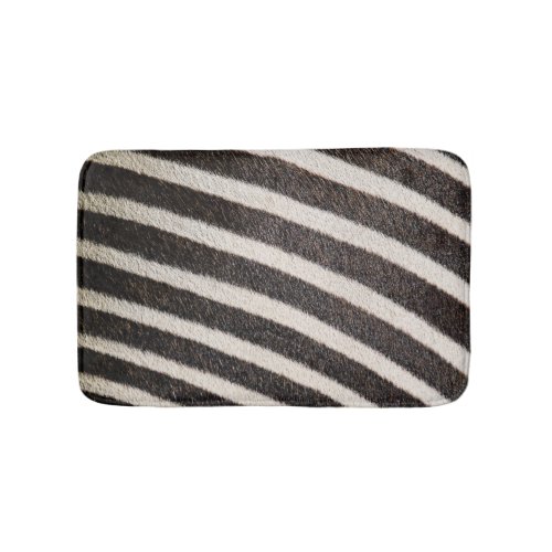 Zebra Animal Print Black  White Bath Mat