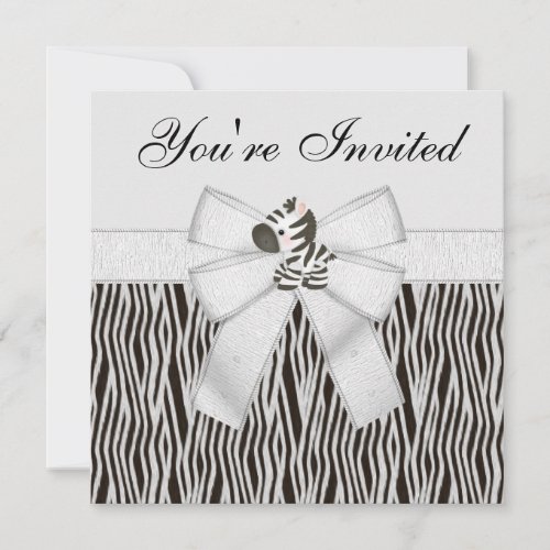 Zebra &amp; Animal Print Black &amp; White Birthday Party Personalized Announcements