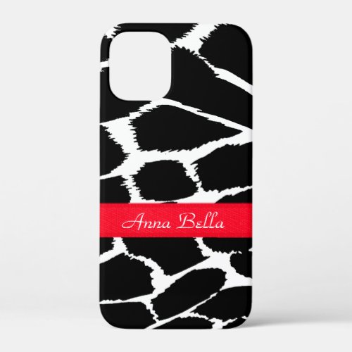 Zebra animal print black white  red  iPhone 12 mini case