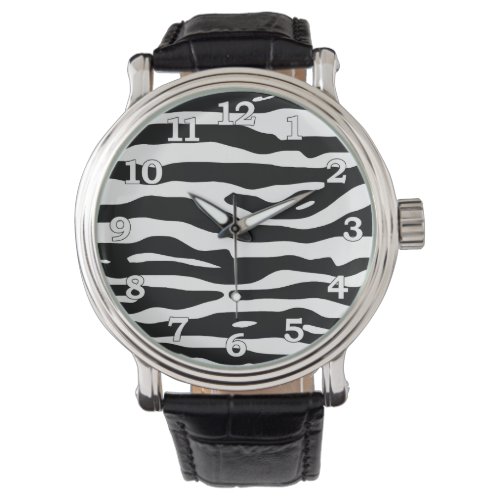 Zebra Animal Print Black White Stripes Pattern Watch