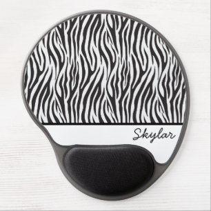 Zebra Animal Print Custom Cursive Name Gel Mouse Pad