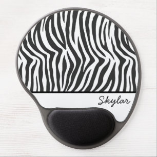 Zebra Animal Print Custom Cursive Name Gel Mouse Pad