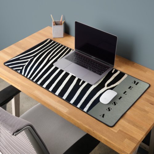 Zebra Animal Print License Plate Holder Desk Mat