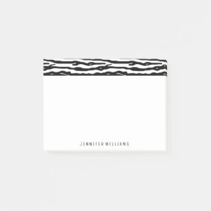Zebra Animal Print Pattern Black White Custom Name Post-it Notes