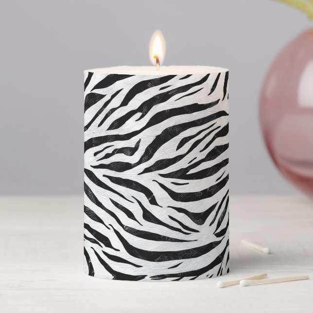 Zebra Animal Print  Pillar Candle (In Situ)