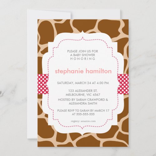 Zebra Animal Print Polka Dot Ribbon Baby Girl Cards