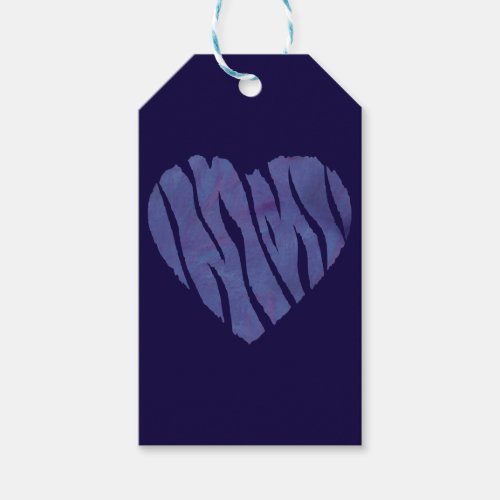 Zebra Animal Print Purple Heart Gift Tags