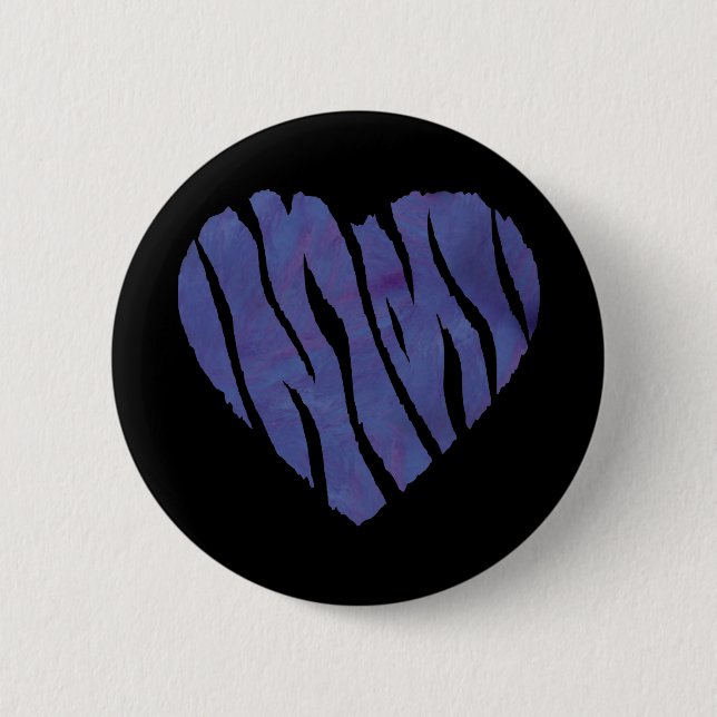 Zebra Animal Print Purple Heart Pinback Button (Front)