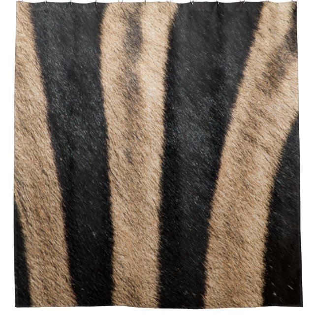 ZEBRA ANIMAL PRINT STRIPE SHOWER CURTAIN (Front)
