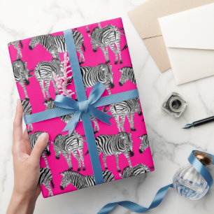 Zebra Animal Print Trendy Hot Pink Colorful Funky  Wrapping Paper