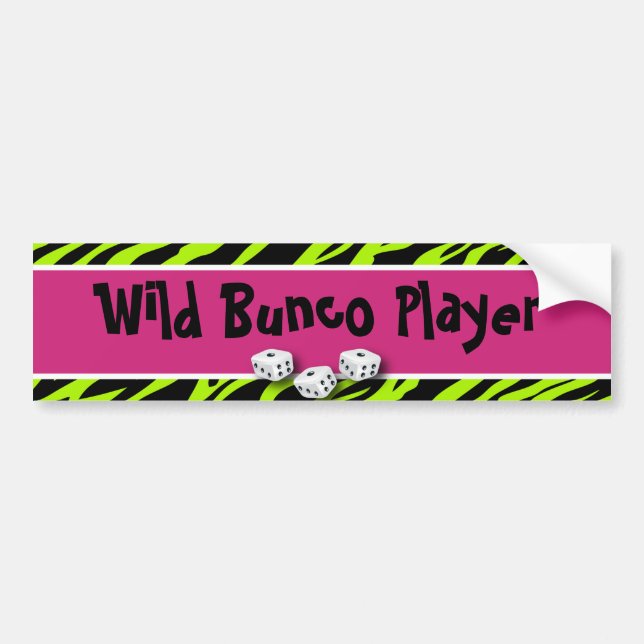 Zebra Animal Print WIld Bunco Player Bumper Sticker (Front)
