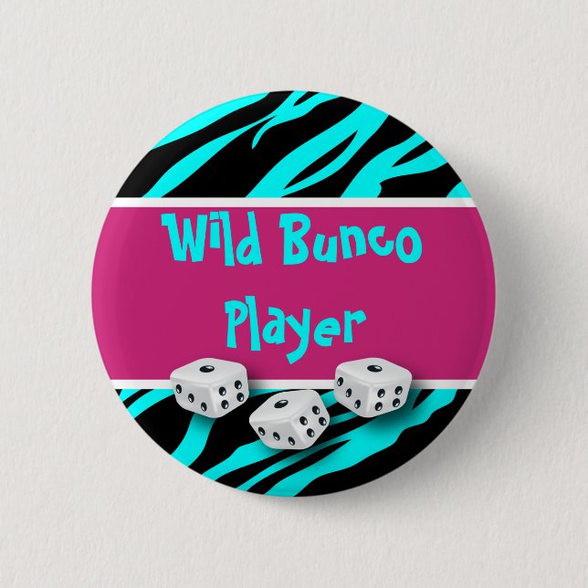 Zebra Animal Print WIld Bunco Player Button (Front)