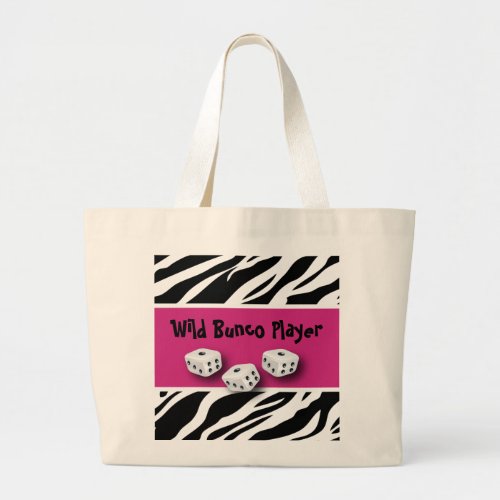 Zebra Animal Print WIld Bunco Player Large Tote Bag