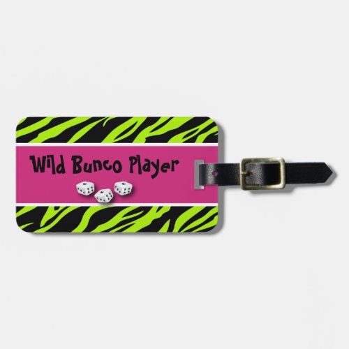 Zebra Animal Print WIld Bunco Player Luggage Tag